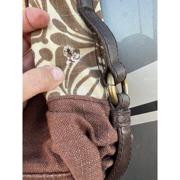 FOSSIL vintage patchwork shoulder bag leather braided handles boho hippie w/key - Picture 11 of 15